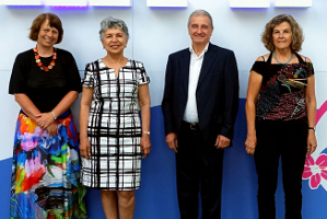 From left to right: Ewine van Dishoeck (the Netherlands, President-elect), Silvia Torres-Peimbert (Mexico, President), Piero Benvenuti (Italy, General Secretary) and Maria Teresa Lago (Portugal, General Secretary-elect).