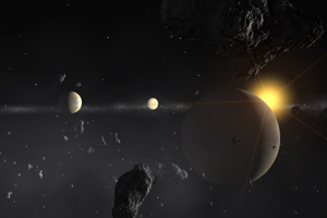 Impressão artística de um Sistema exoplanetário. Crédito: ESO. 